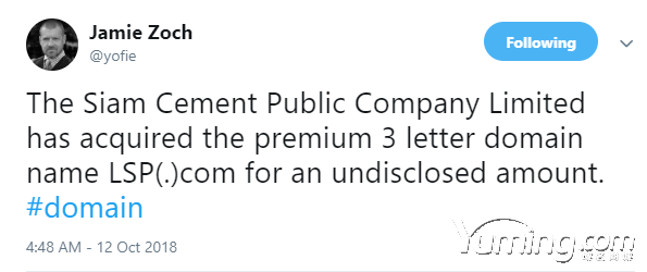 泰國終端LSP品牌保護收購LSP.com三聲母域名