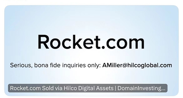 單詞“火箭”域名Rocket.com被曝以千萬美元成交!