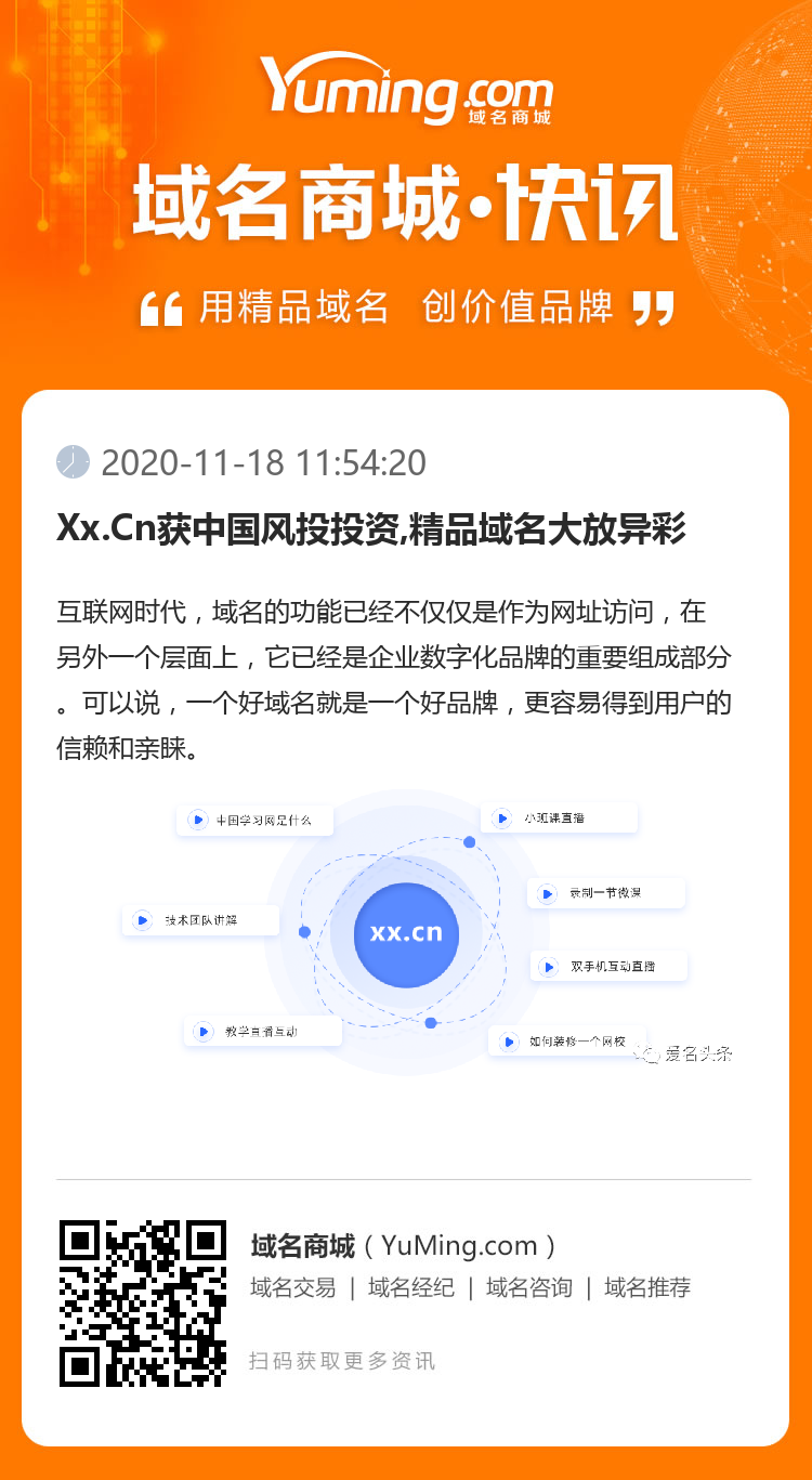 Xx.Cn獲中國(guó)風(fēng)投投資,精品域名大放異彩
