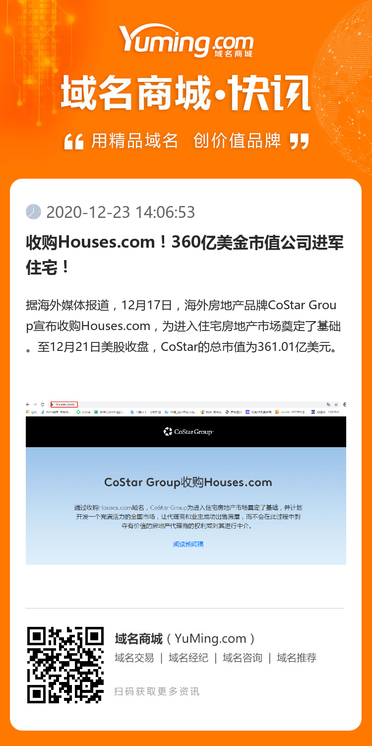 收購Houses.com！360億美金市值公司進軍住宅！