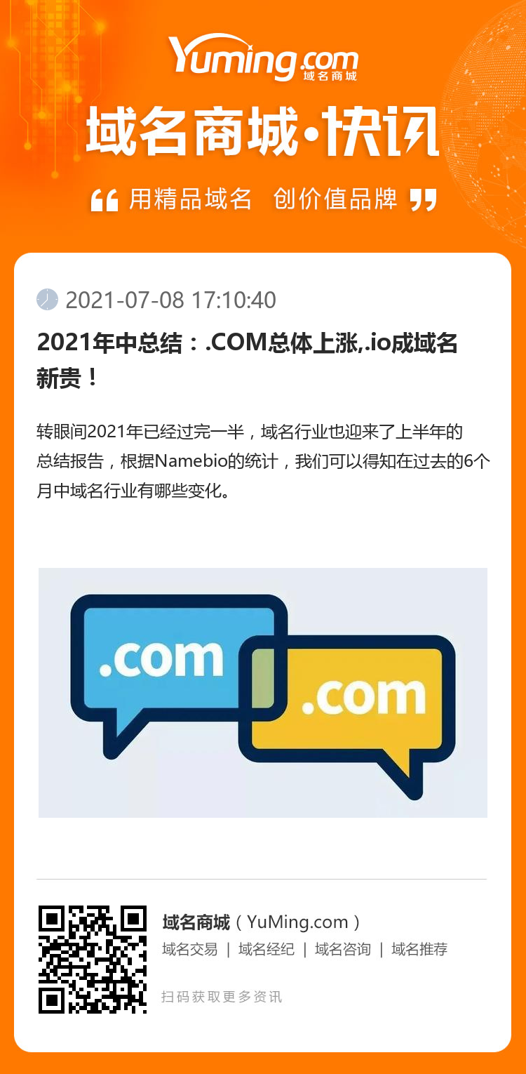 2021年中總結：.COM總體上漲,.io成域名新貴！