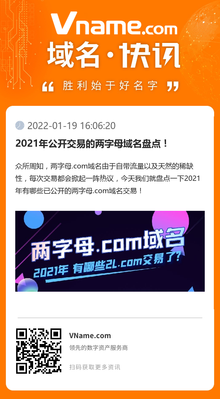 2021年公開交易的兩字母域名盤點！