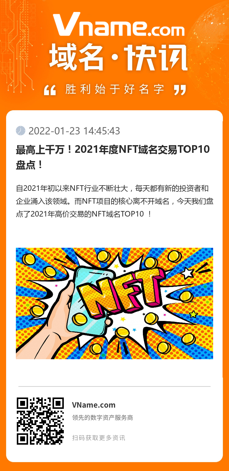 最高上千萬！2021年度NFT域名交易TOP10盤點！