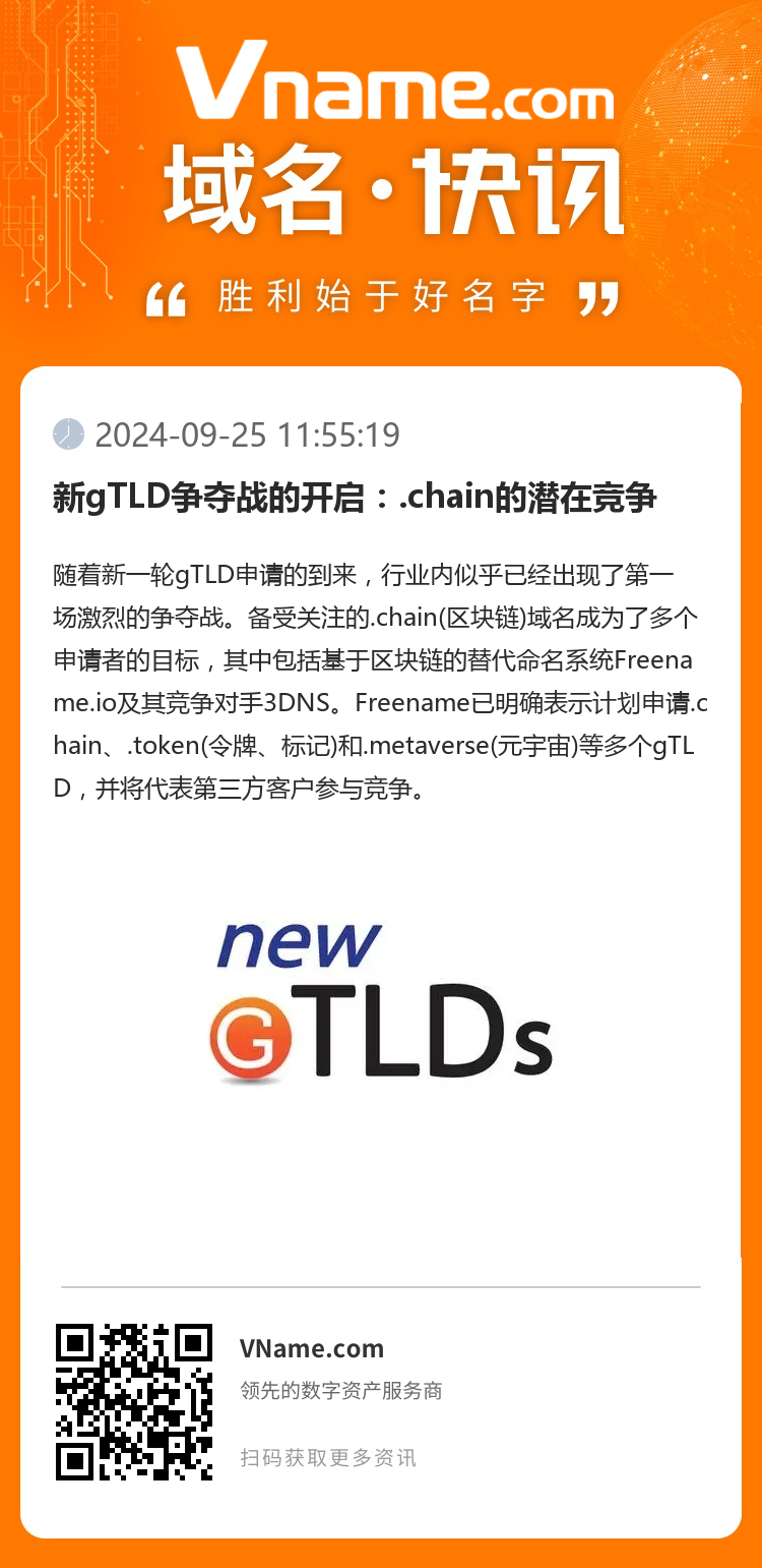新gTLD爭奪戰的開啟：.chain的潛在競爭