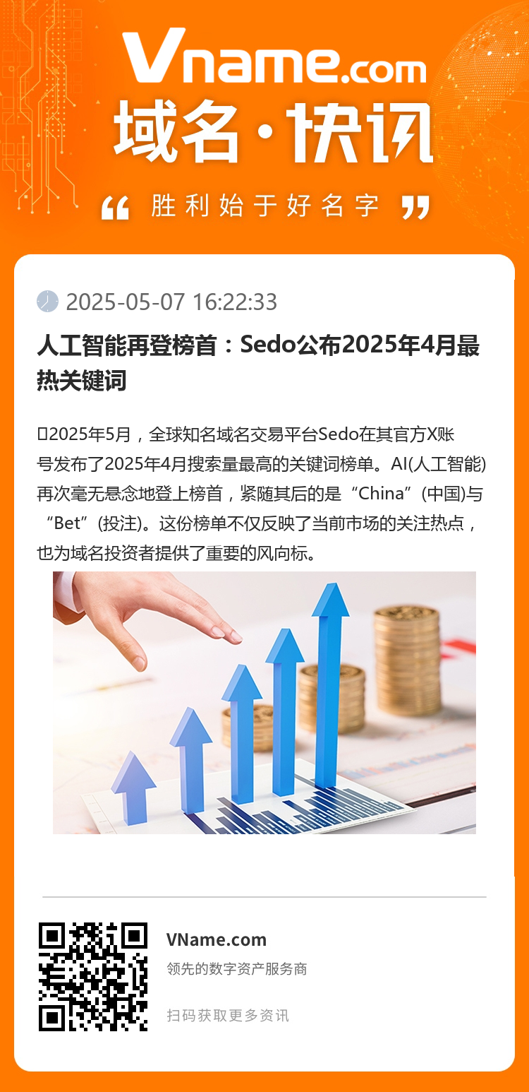 人工智能再登榜首：Sedo公布2025年4月最熱關(guān)鍵詞