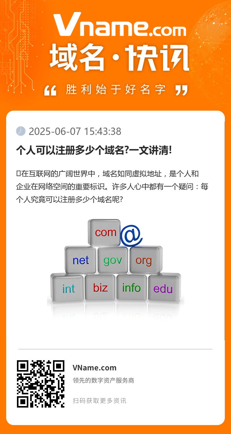個人可以注冊多少個域名?一文講清!