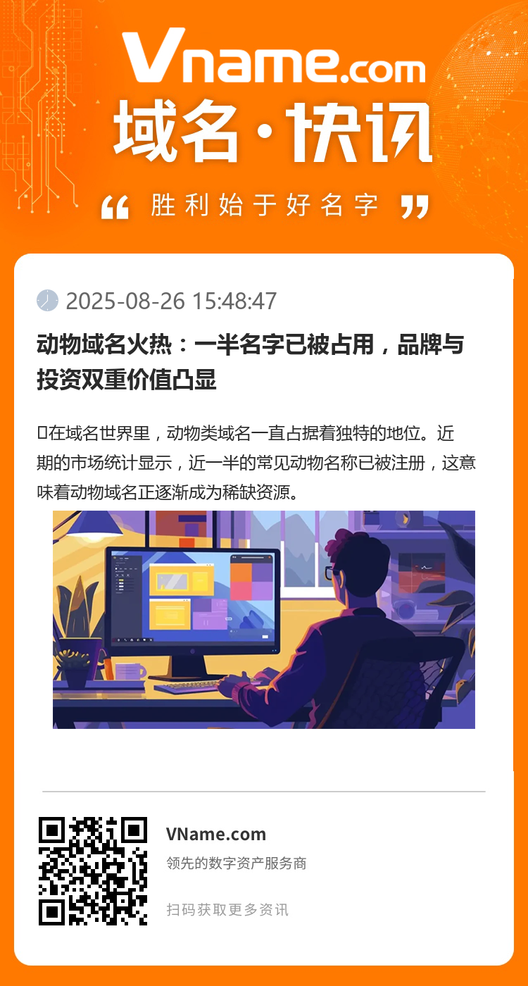 動物域名火熱：一半名字已被占用，品牌與投資雙重價值凸顯
