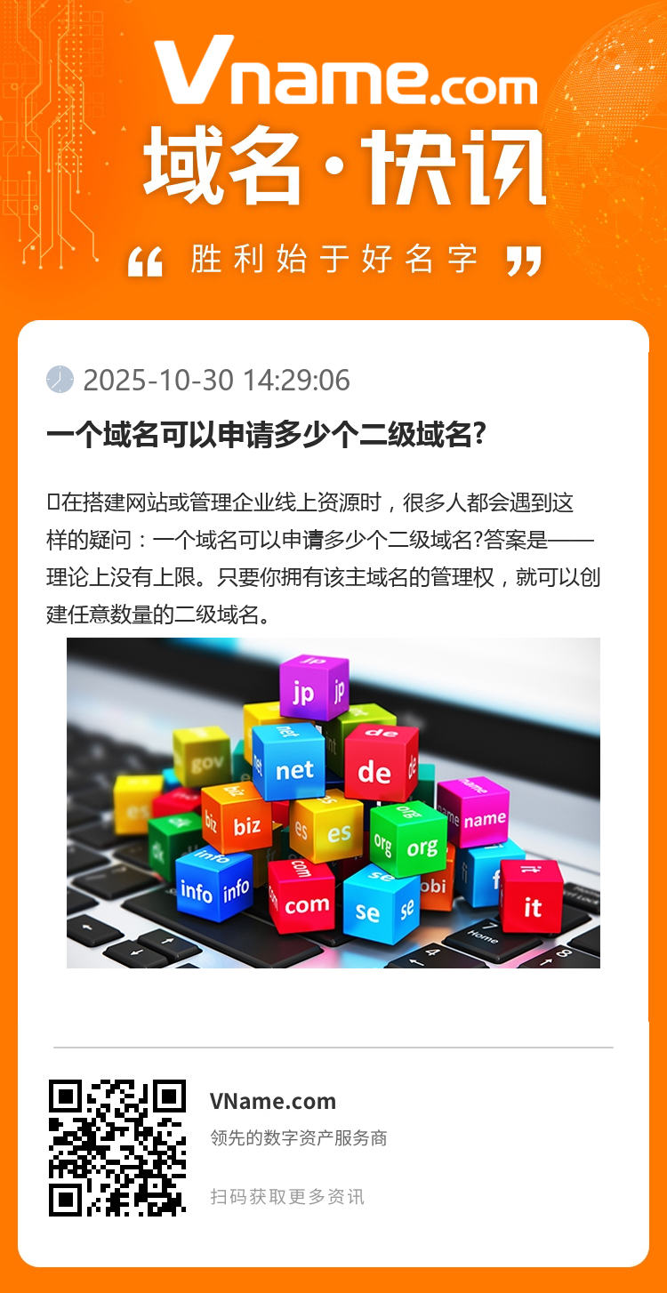 一個域名可以申請多少個二級域名?