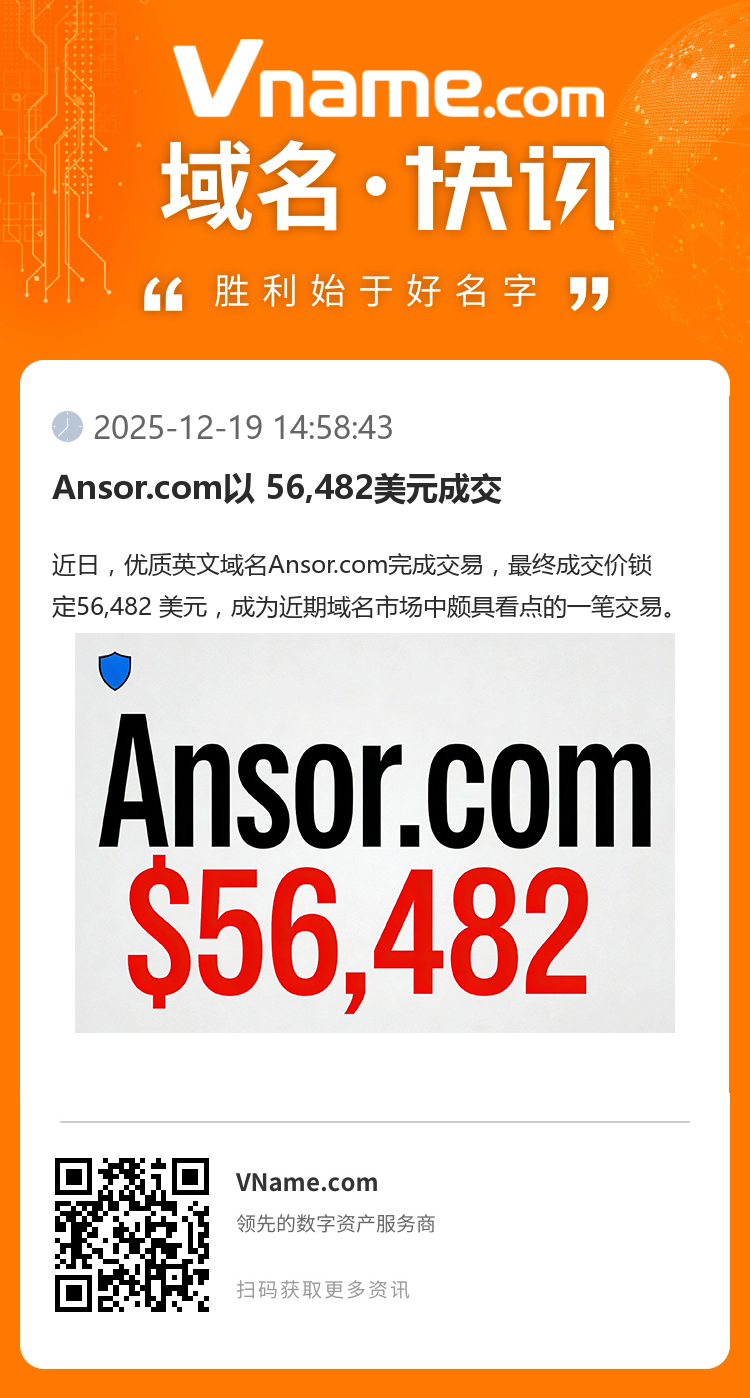 Ansor.com以 56,482美元成交