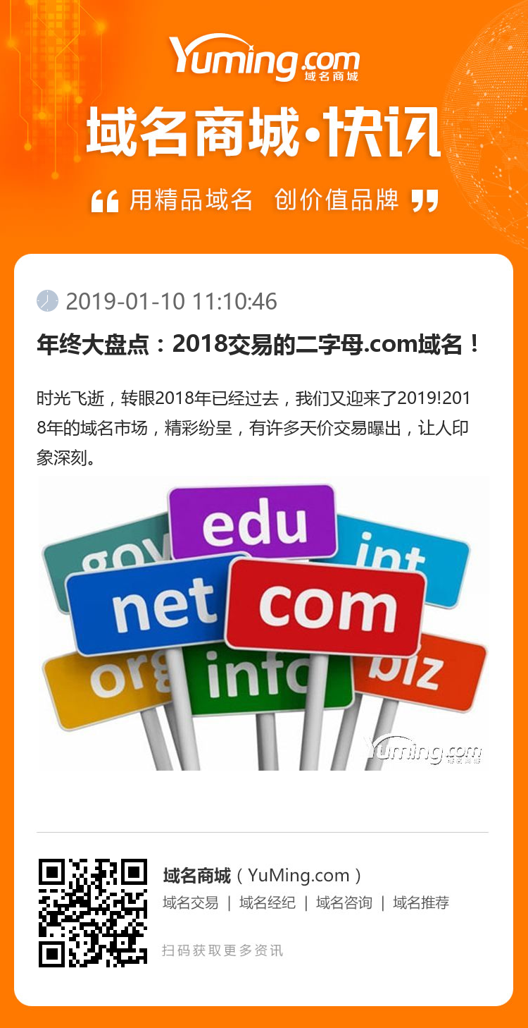 年終大盤點：2018交易的二字母.com域名！