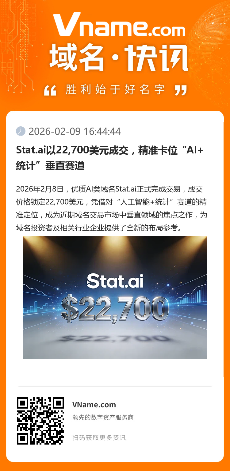 Stat.ai以22,700美元成交，精準卡位“AI+統計”垂直賽道