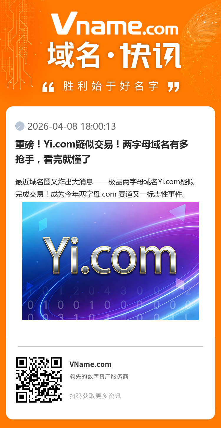 重磅！Yi.com疑似交易！兩字母域名有多搶手，看完就懂了