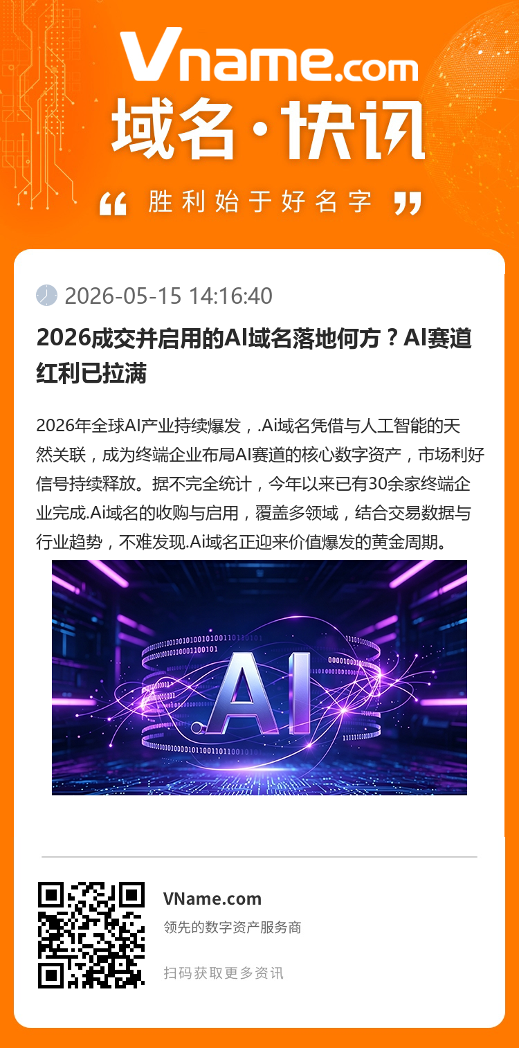 2026成交并啟用的AI域名落地何方？AI賽道紅利已拉滿
