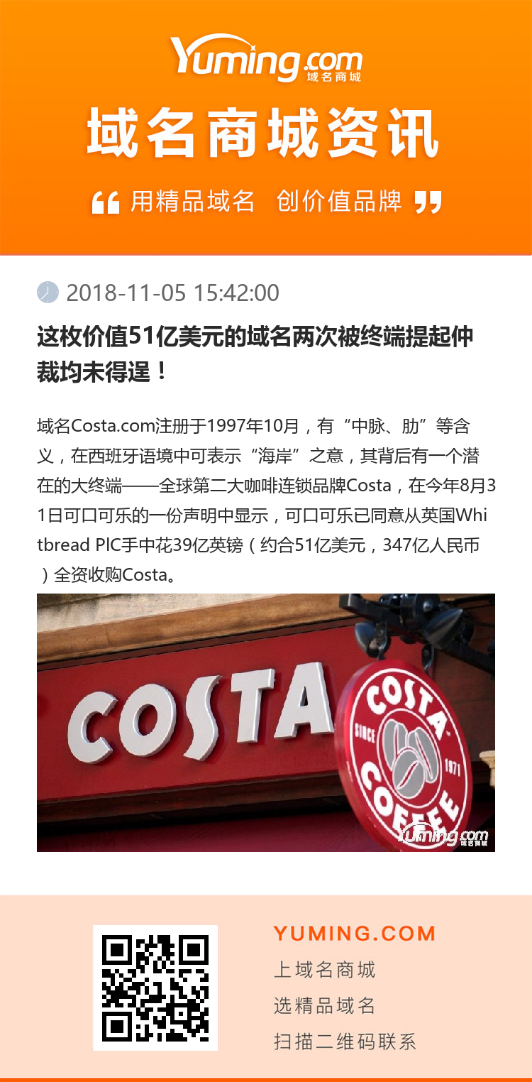 這枚價(jià)值51億美元的域名兩次被終端提起仲裁均未得逞！