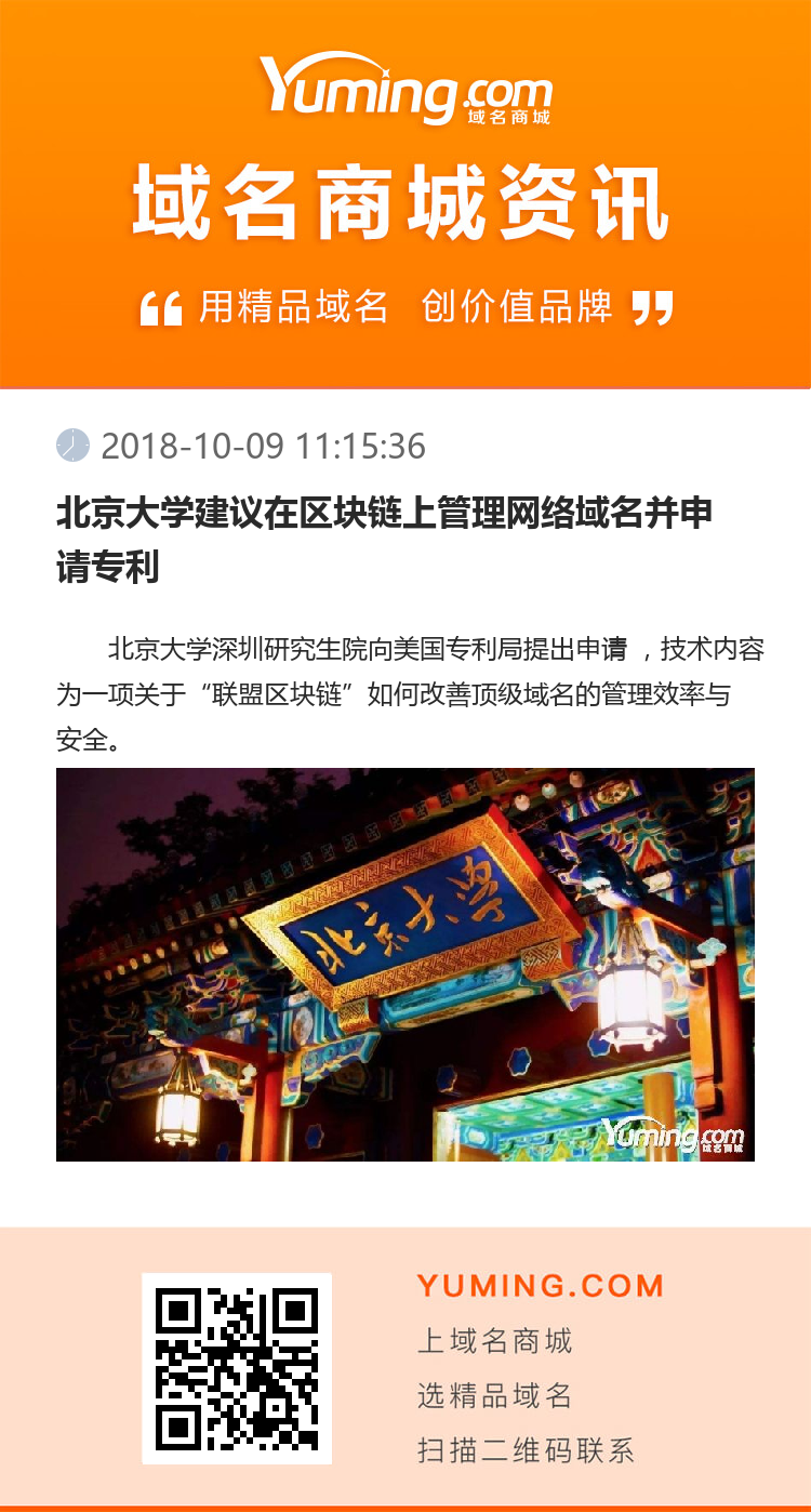 北京大學(xué)建議在區(qū)塊鏈上管理網(wǎng)絡(luò)域名并申請專利