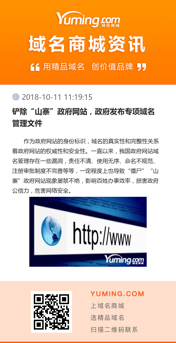 鏟除“山寨”政府網站，政府發布專項域名管理文件