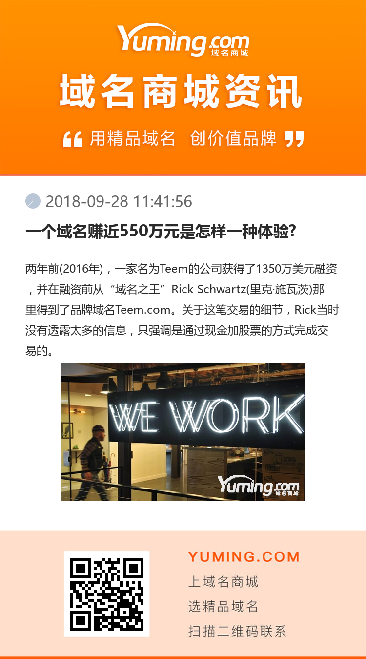 一個域名賺近550萬元是怎樣一種體驗?