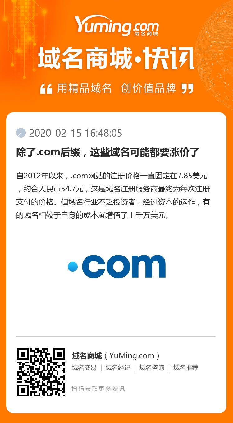 除了.com后綴，這些域名可能都要漲價了